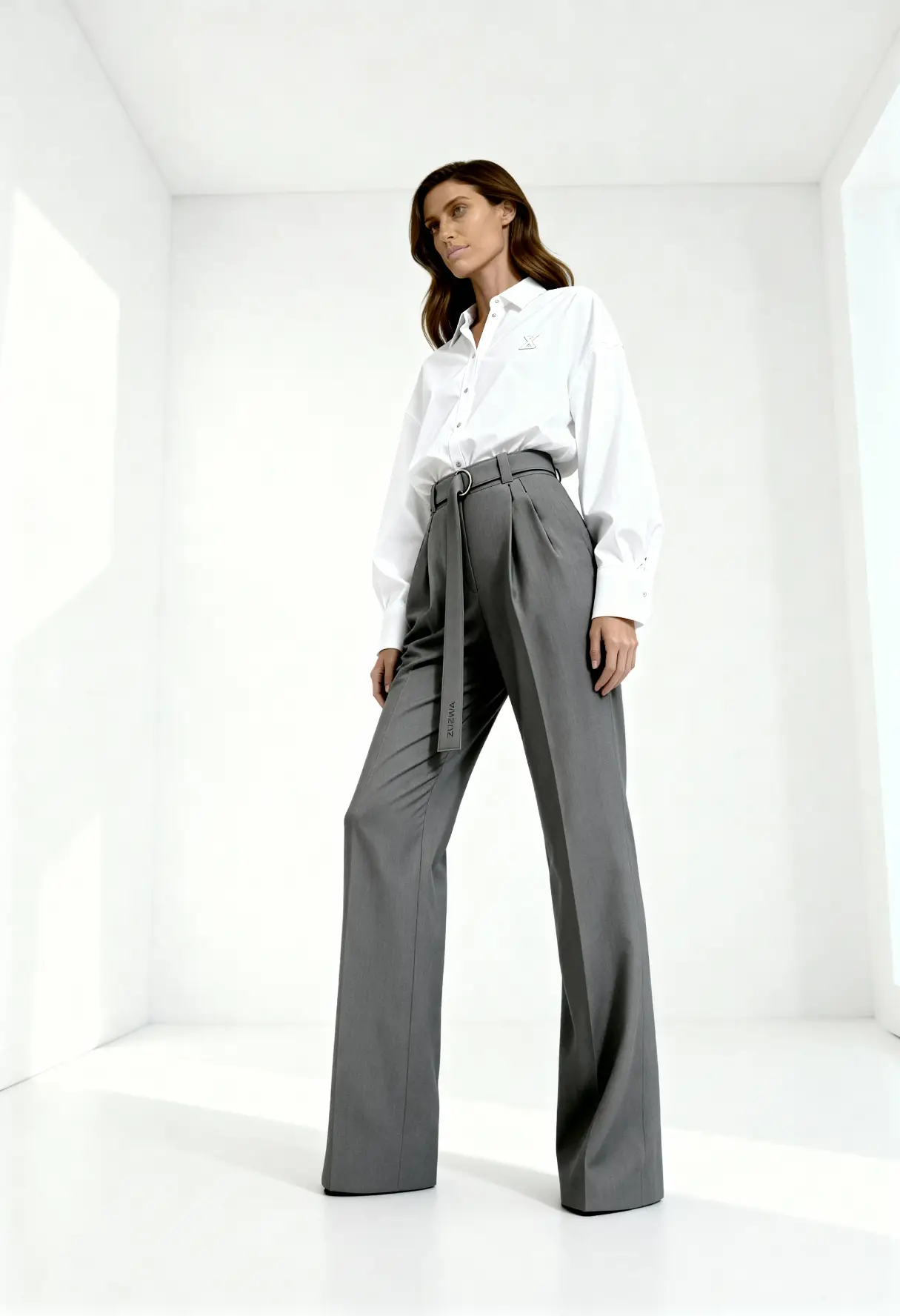 Oversized silk shirt with logo & ZUZWA Timeless embroidery