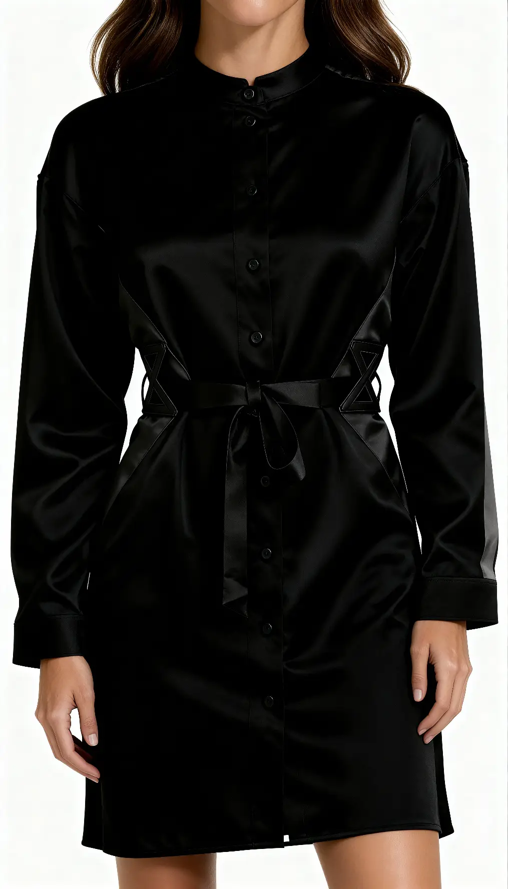 Satin detail, ZUZWA Timeless loops viscose shirt dress