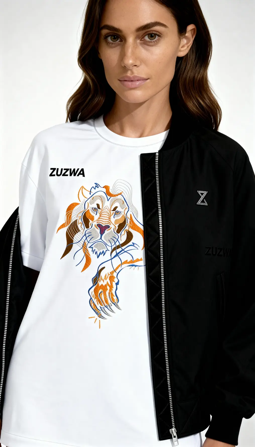 ZUZWA lion embroidered oversized organic cotton t-shirt 9
