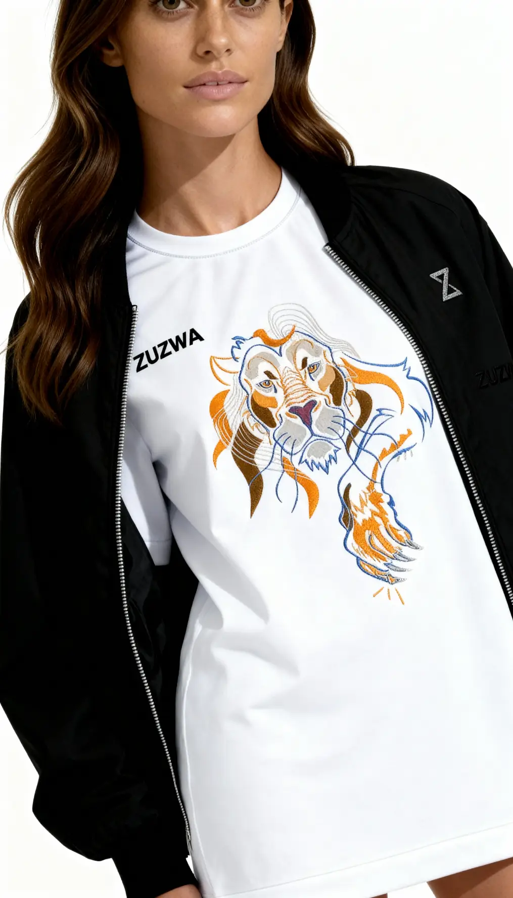 ZUZWA lion embroidered oversized organic cotton t-shirt 10