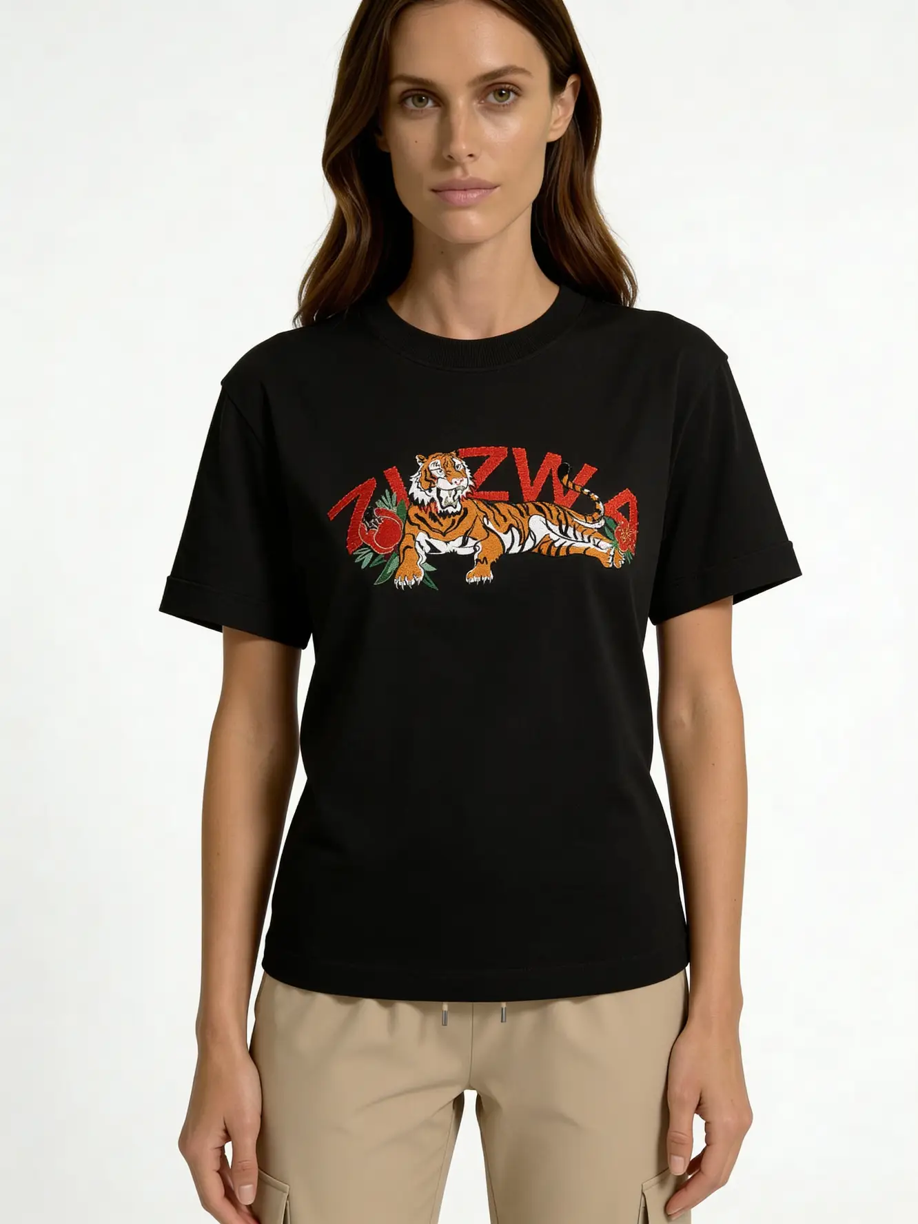 ZUZWA Tiger embroidered t-shirt