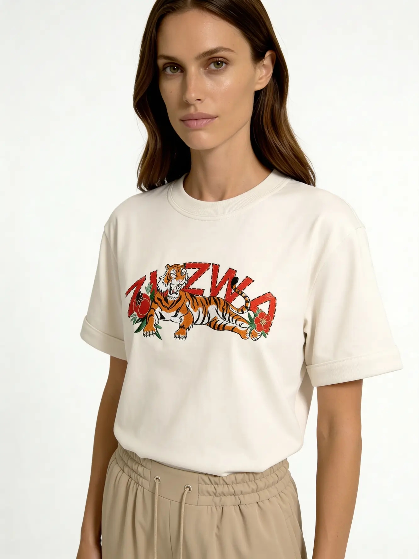 ZUZWA Tiger embroidered t-shirt