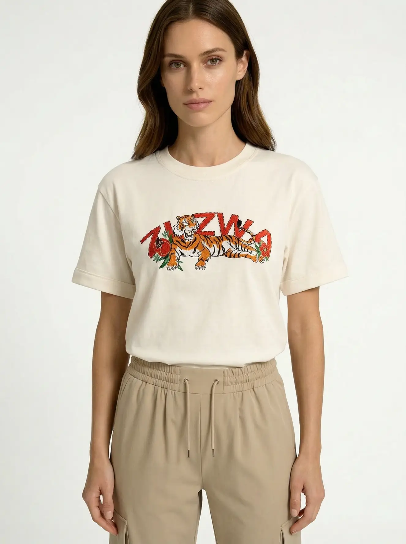 ZUZWA Tiger embroidered t-shirt