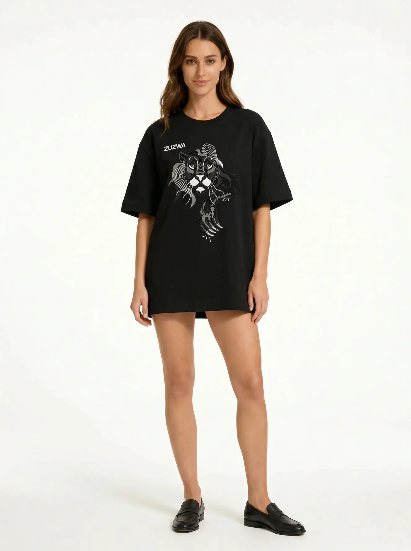 ZUZWA lion embroidered oversized organic cotton t-shirt 6