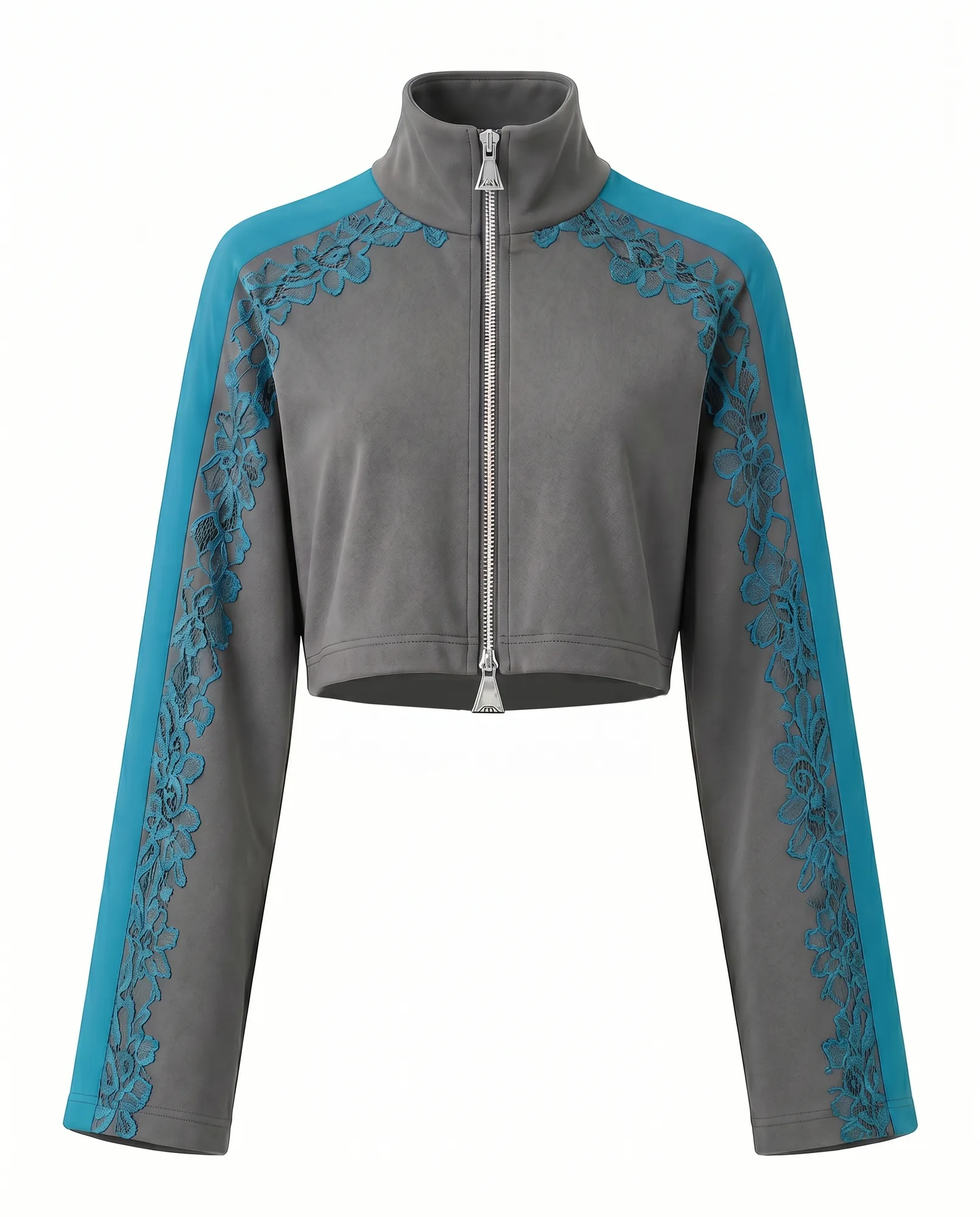 Laced Cropped Jersey Zip Top