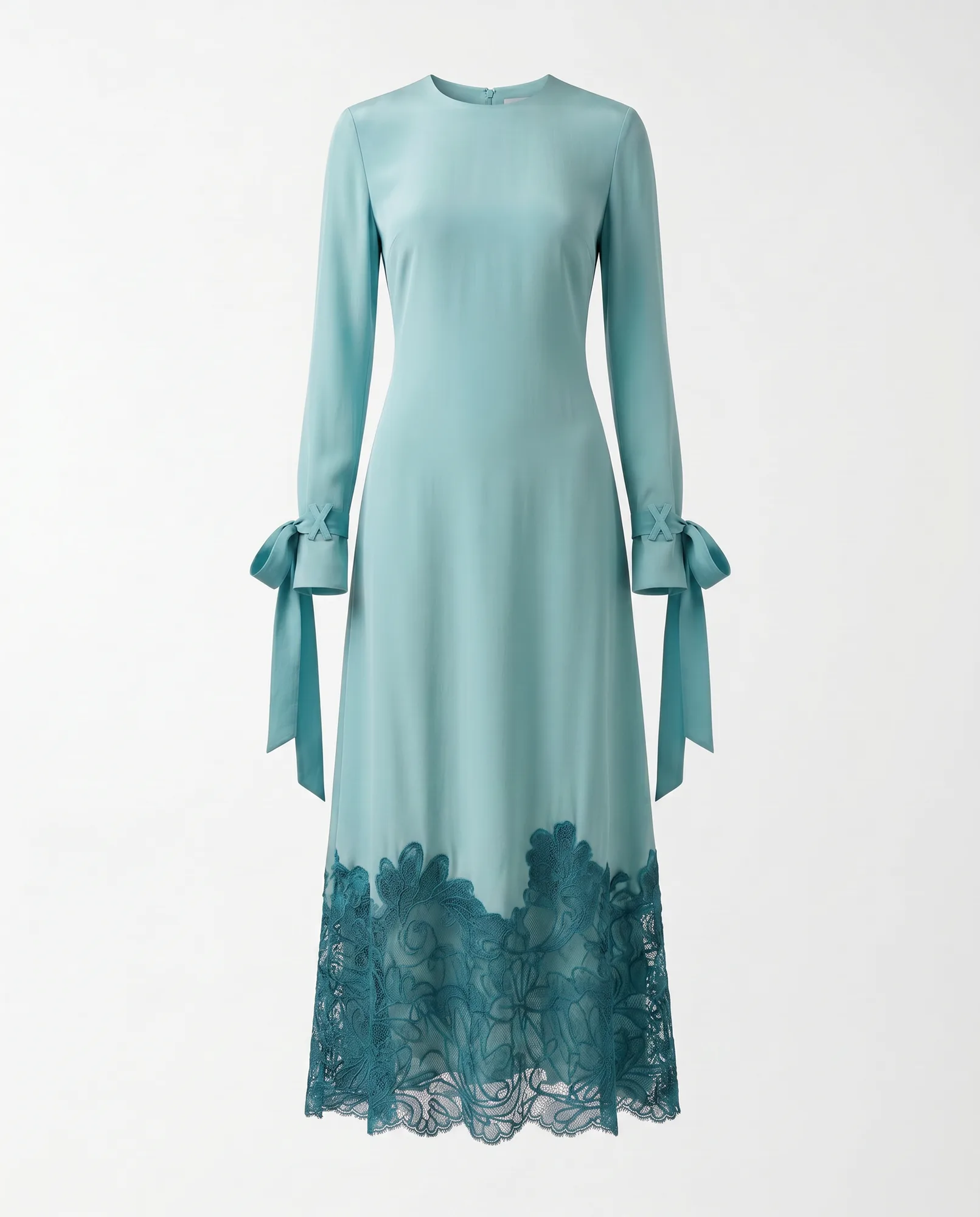 Lace-Hem Silk Maxi Dress