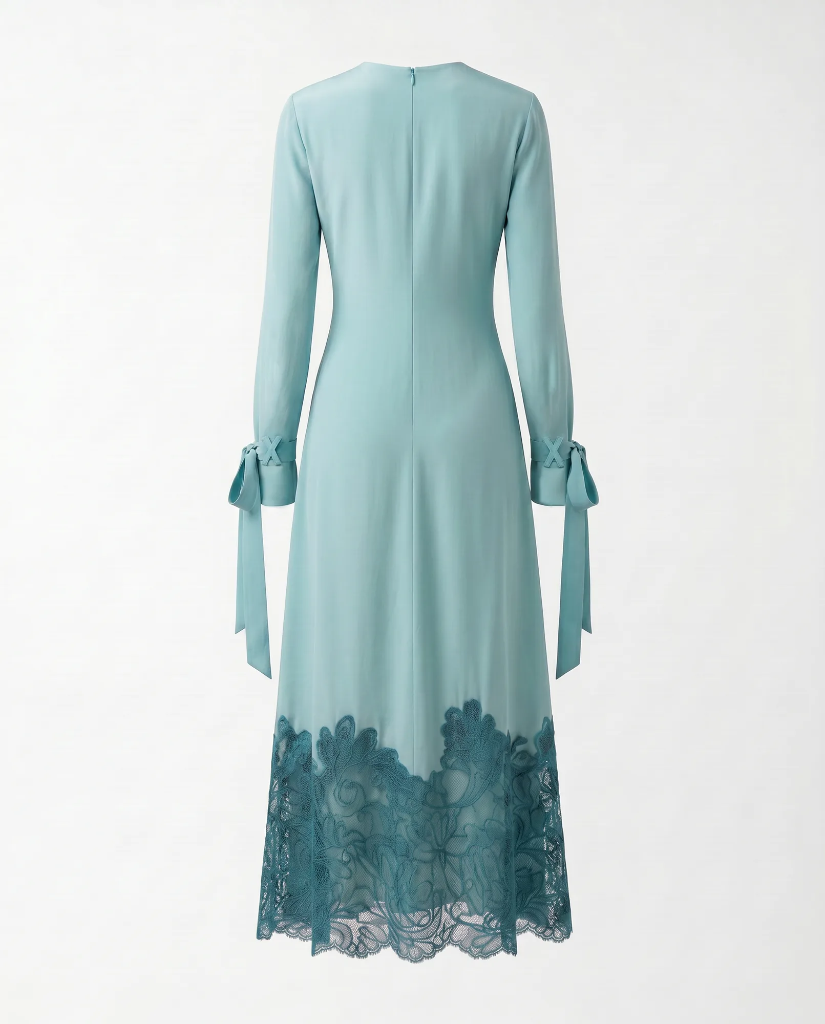 Lace-Hem Silk Maxi Dress