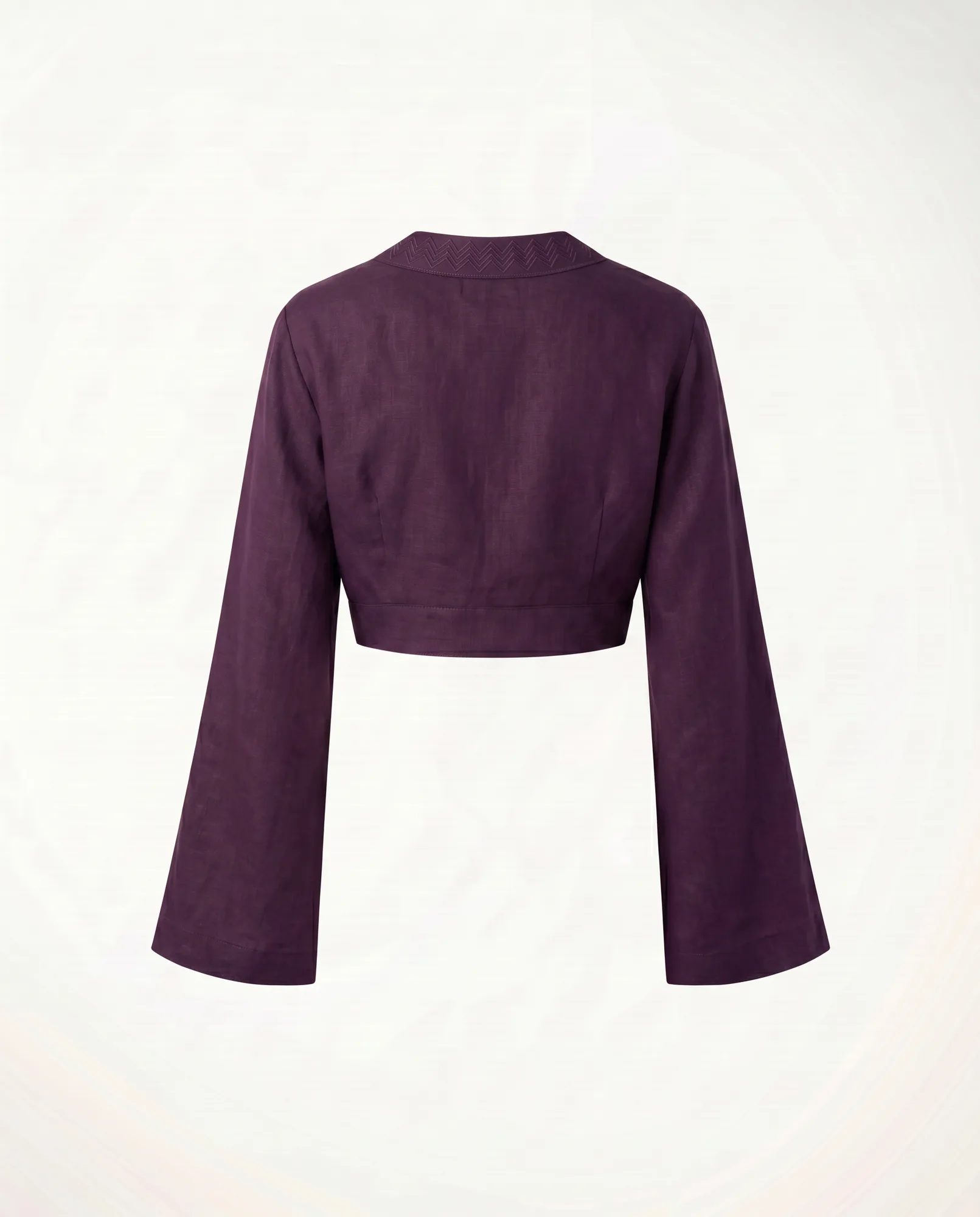 Linen Zigzag Tie Cropped Top Beetroot