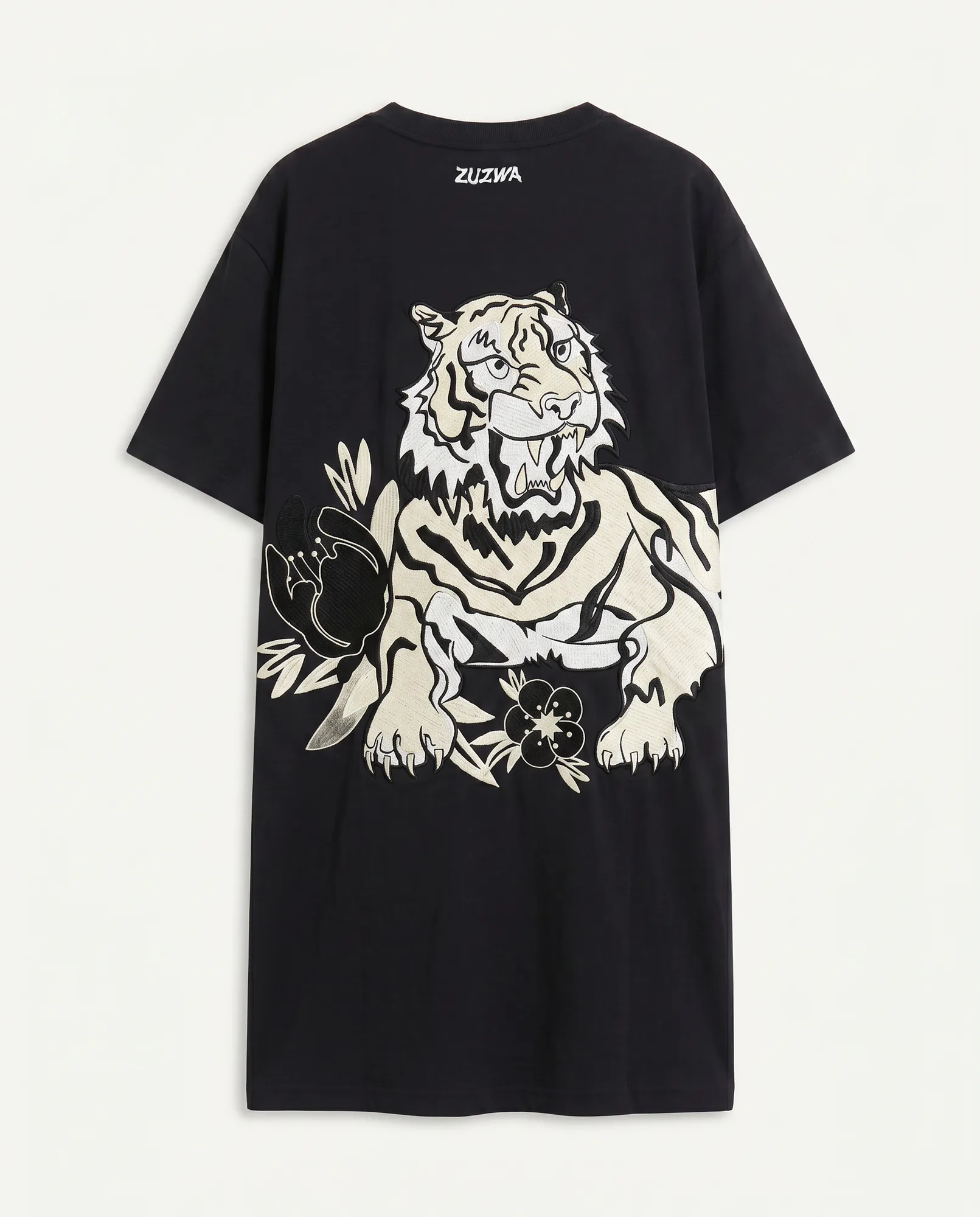 Signature Oversized Cotton T-Shirt Dress Black